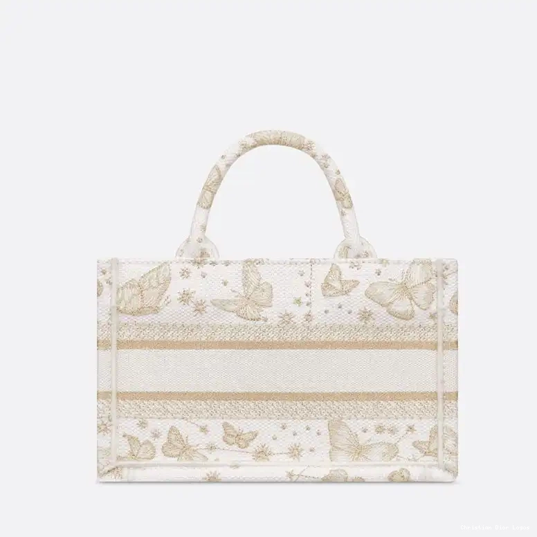 Cheap Dior Book Zodiac Motif with White Canvas Strap Mini Tote Butterfly Gold 0624 Luxury